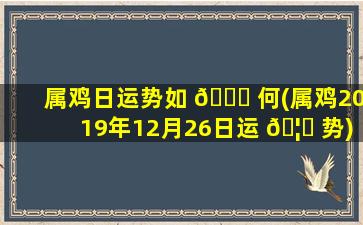 属鸡日运势如 🐛 何(属鸡2019年12月26日运 🦍 势)